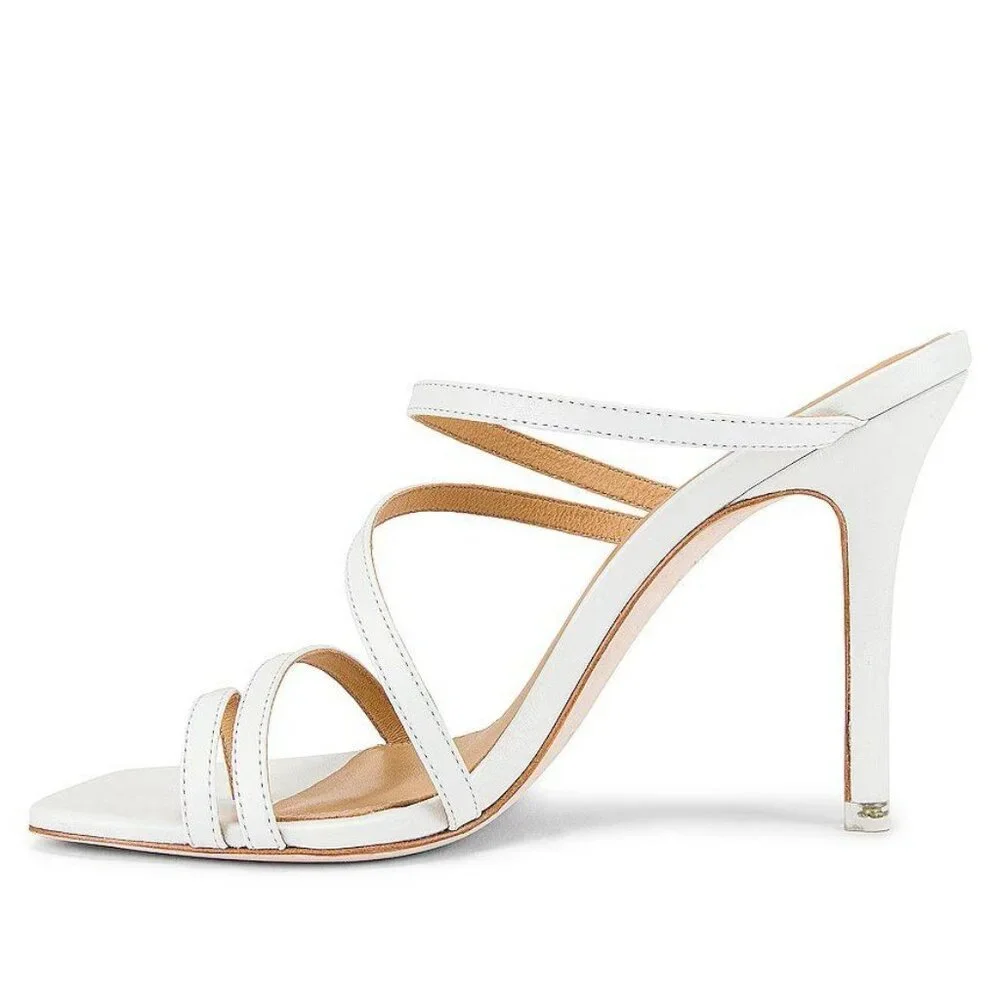 BLACK SUEDE STUDIO Cindy Sandals in White Leather 38 Womens High Heels